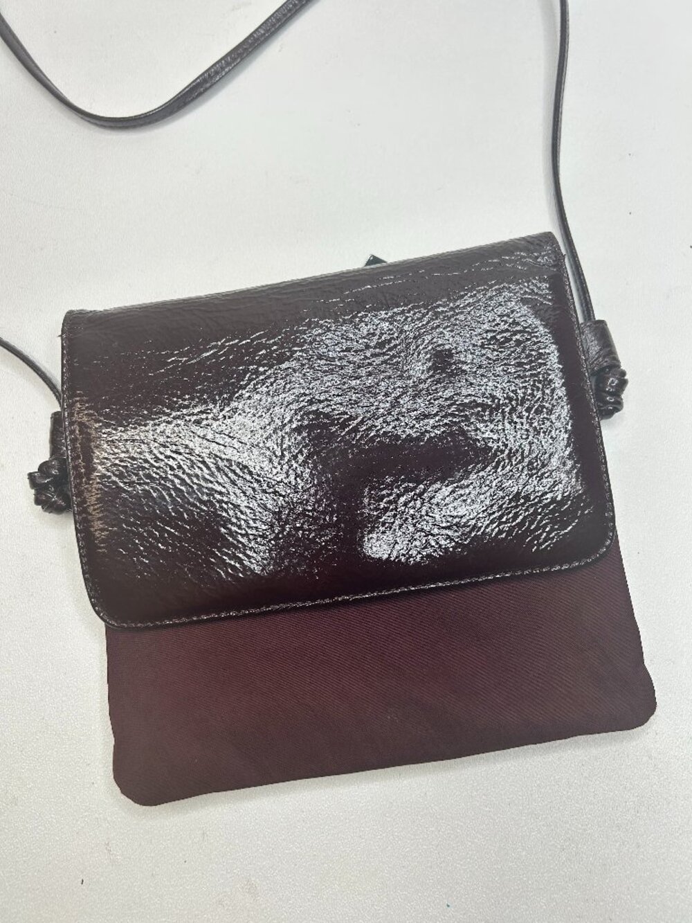 HOBO INTERNATIONAL Rome Burgundy Nylon/Patent Leather Crossbody Organizer Bag